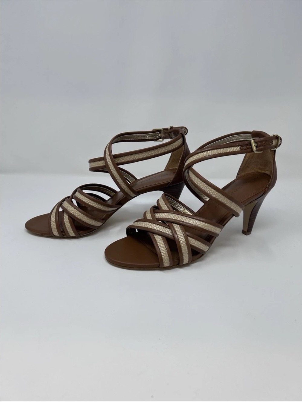 Banana Republic Sandals 8M Strappy Stacked Heel Straw Beachy Feminine